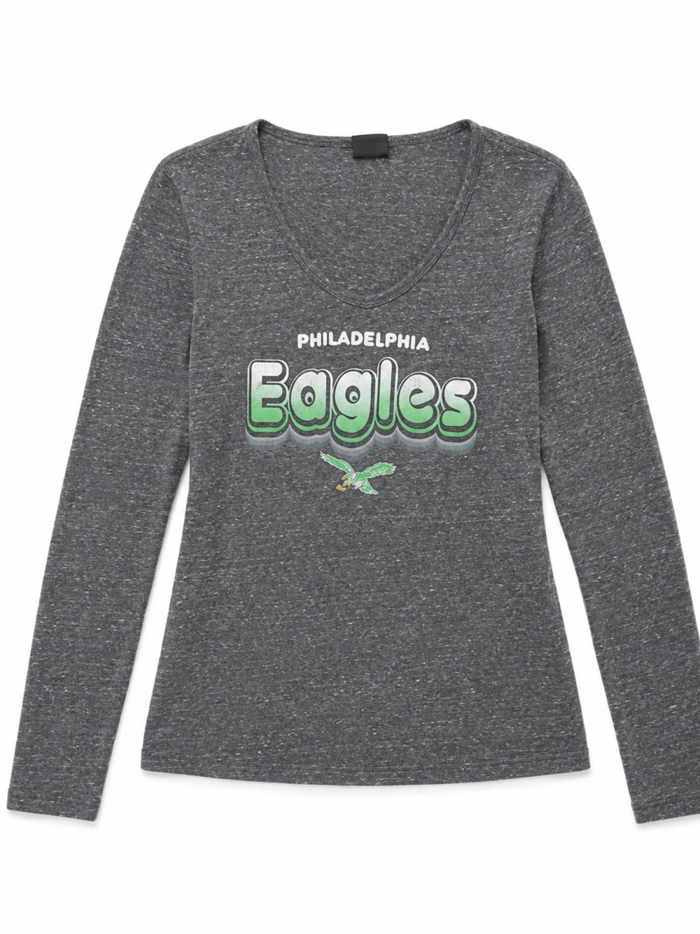 NFL Philadelphia Eagles Women's Long Sleeve Tee - Gray & Green Logo